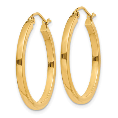 14K Yellow Gold 2mm Square Tube Hoop Earrings