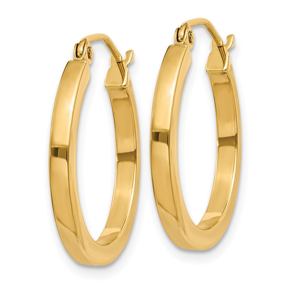 14K Yellow Gold 2mm Square Tube Hoop Earrings
