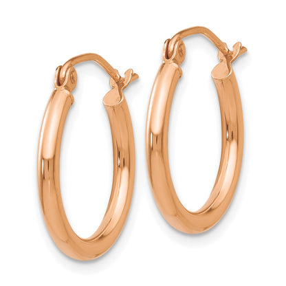 14K Yellow Gold Polished 2X17.5mm Tube Hoop Earrings