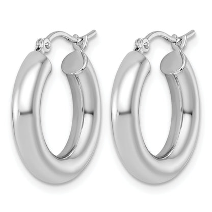 14K White Gold Polished 4mm Tube Hoop Earrings