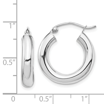 14K White Gold Polished 4mm Tube Hoop Earrings