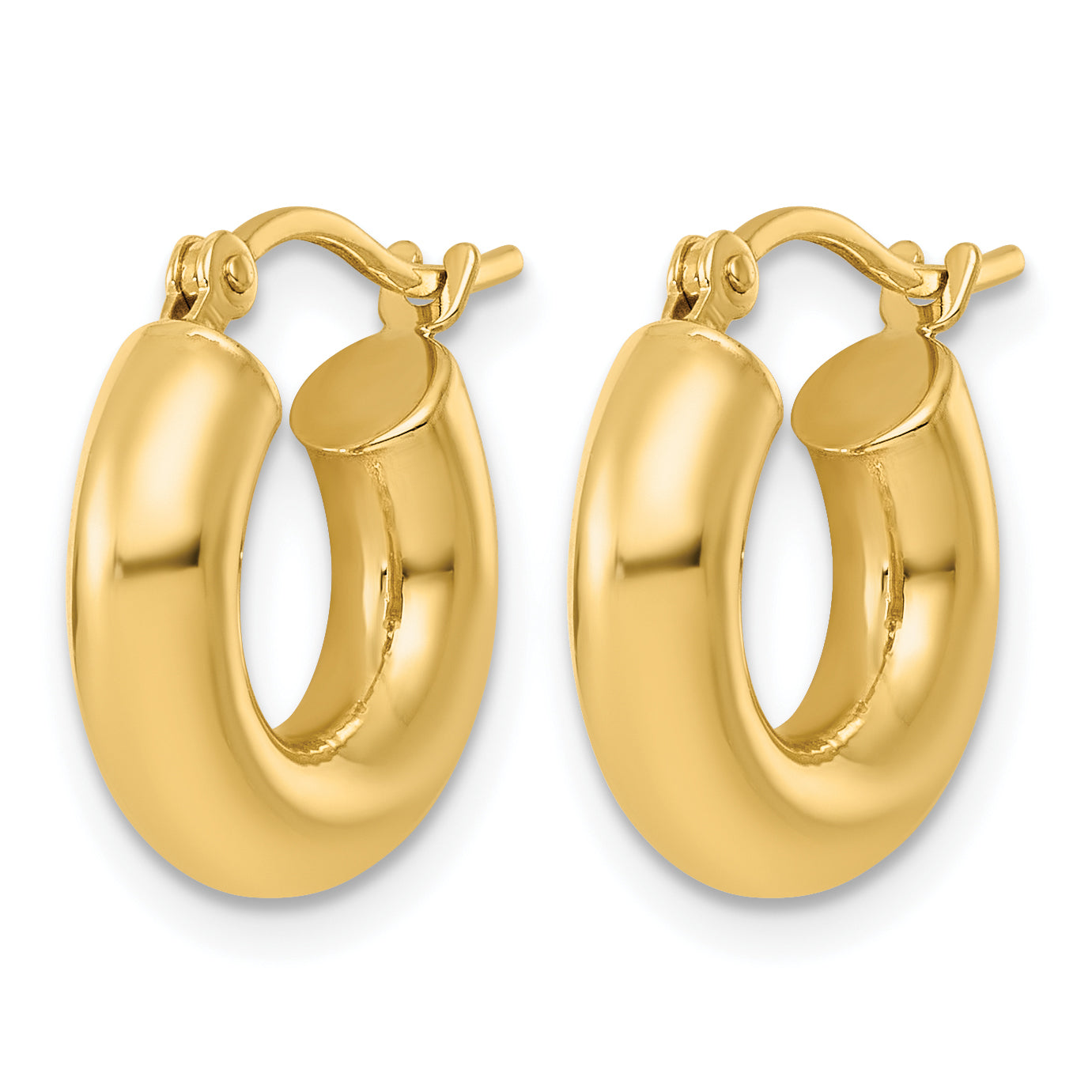 10K Yellow Gold Polished 4mm X 15mm Lightweight Tube Hoop Earrings