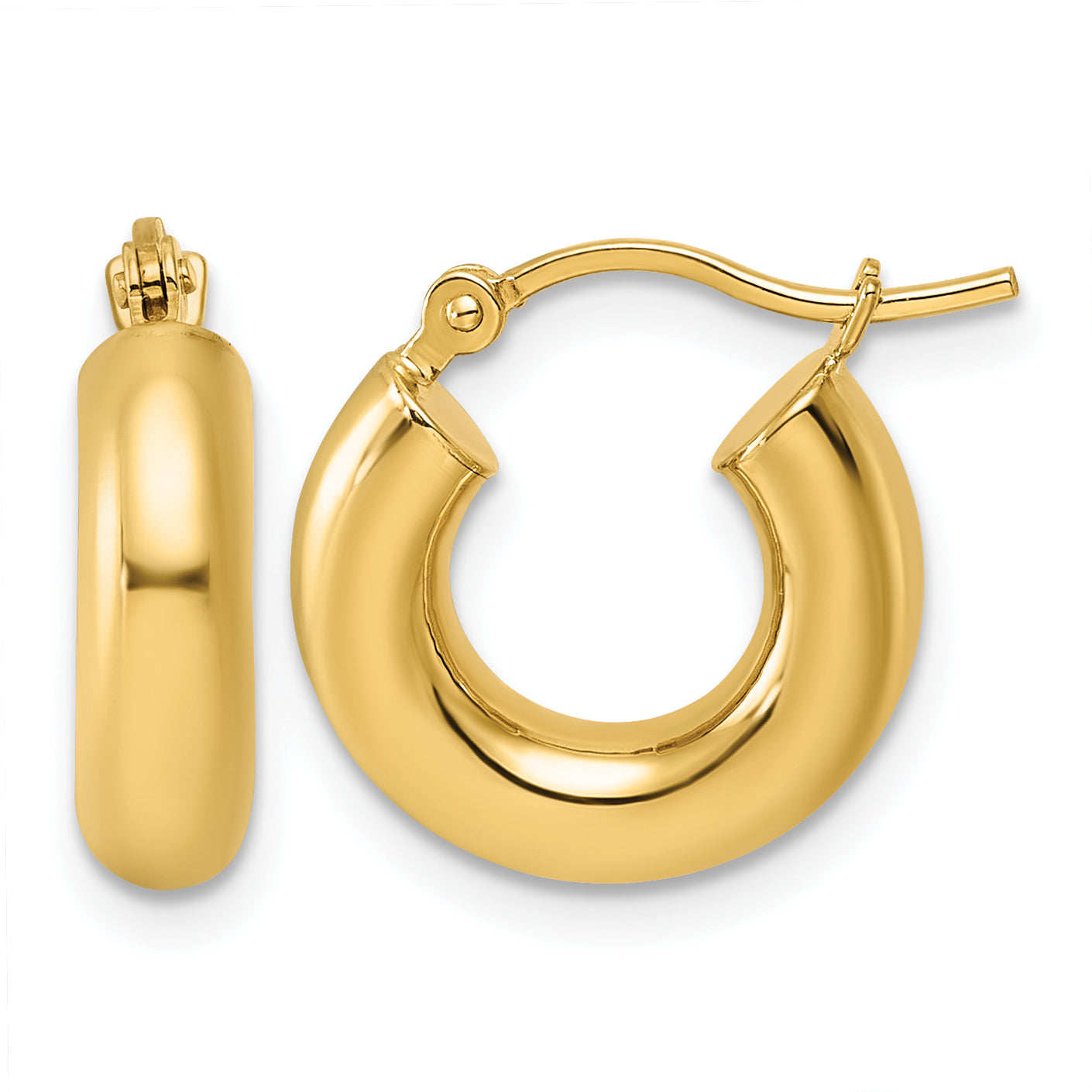 10K Yellow Gold 4mm X 15mm Polished Hoop Earrings