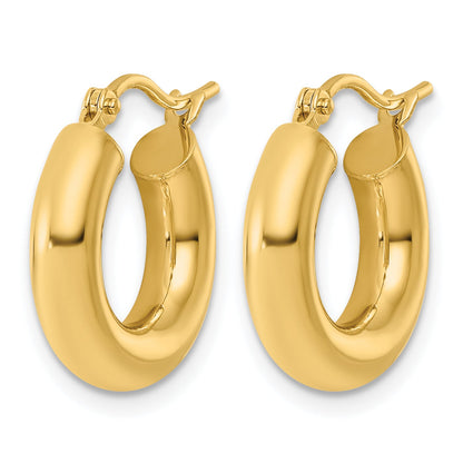 10K Yellow Gold 4mm X 17mm Polished Hoop Earrings