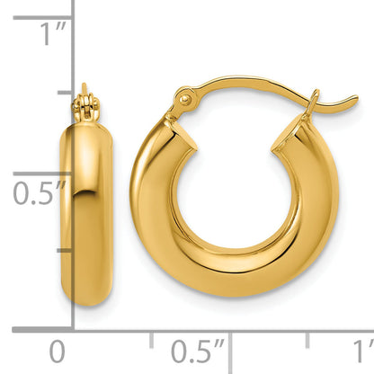 10K Yellow Gold 4mm X 17mm Polished Hoop Earrings