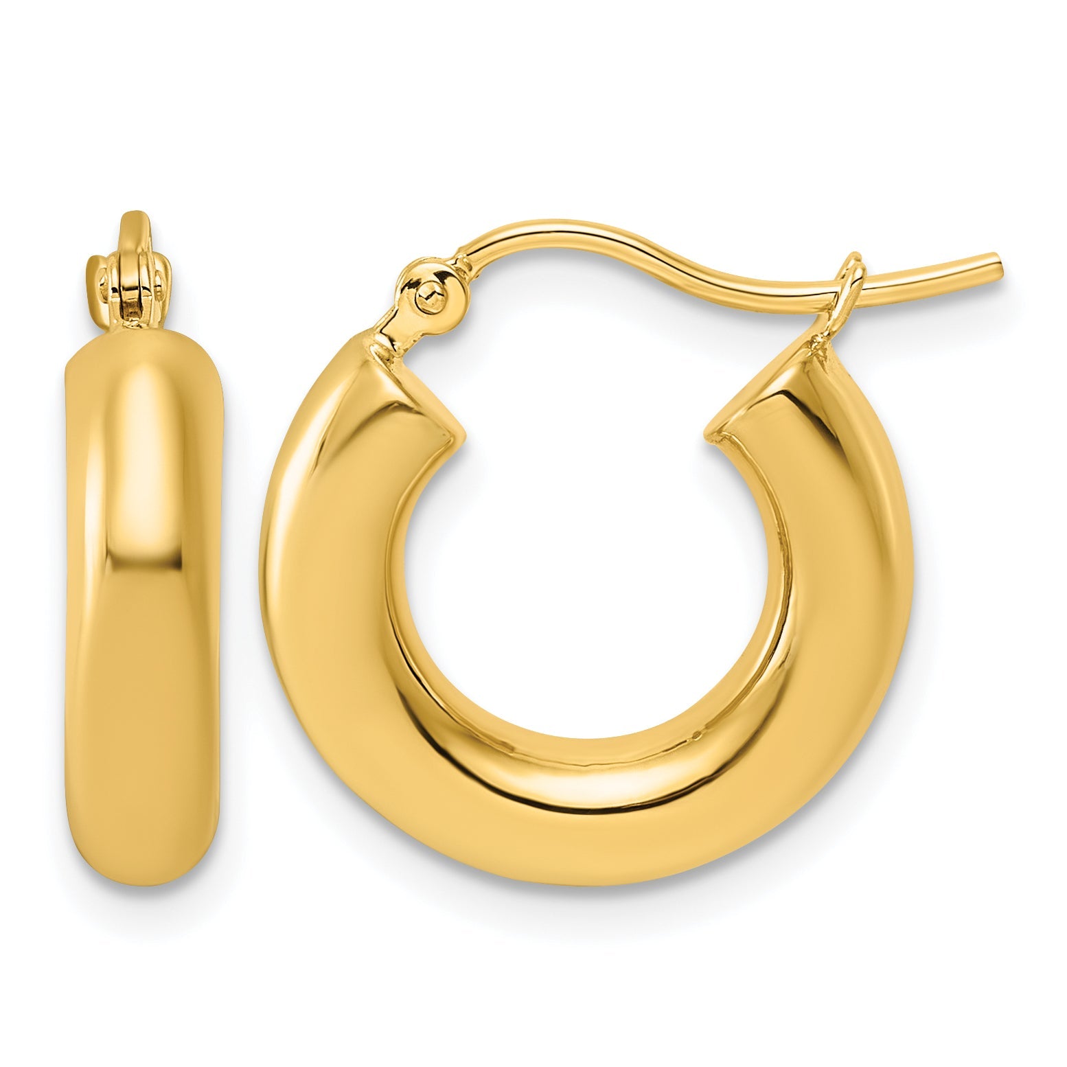 10K Yellow Gold 4mm X 17mm Polished Hoop Earrings