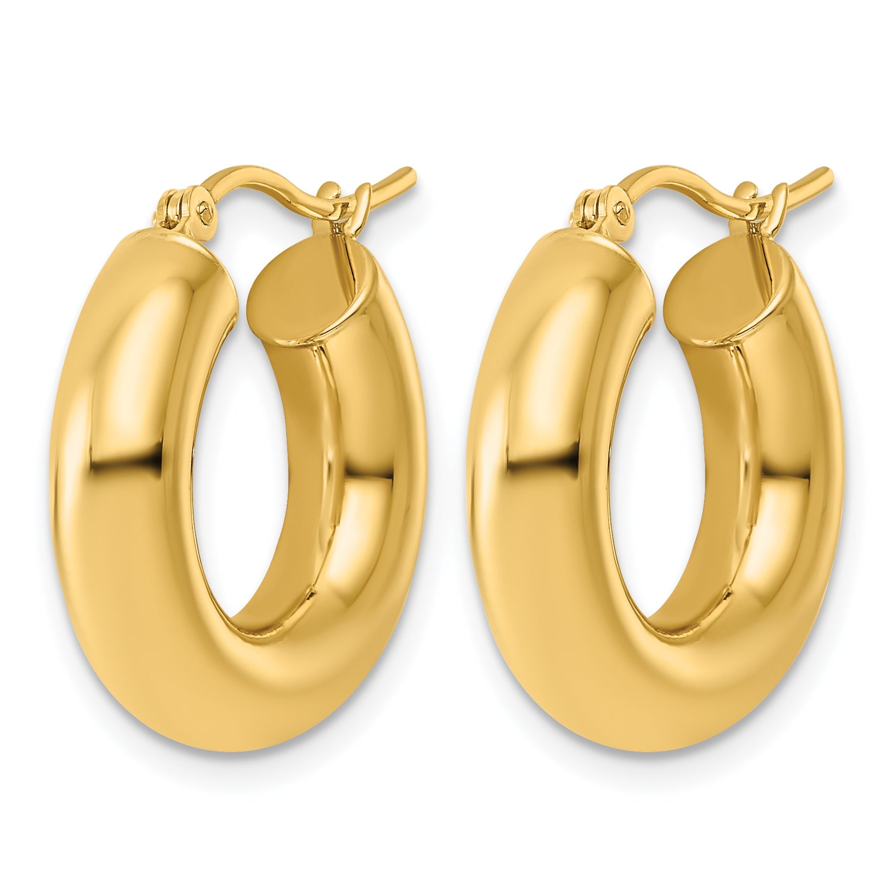 10K Yellow Gold Polished 5mm X 20mm Lightweight Hoop Earrings