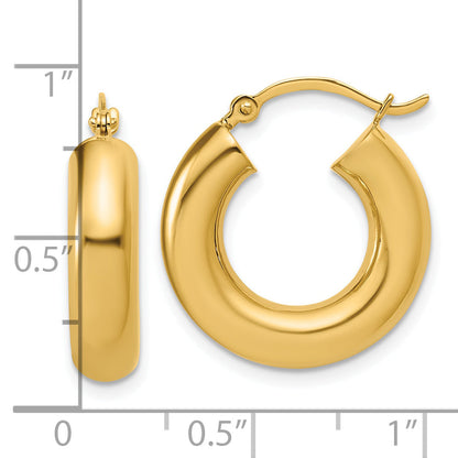 10K Yellow Gold Polished 5mm X 20mm Lightweight Hoop Earrings