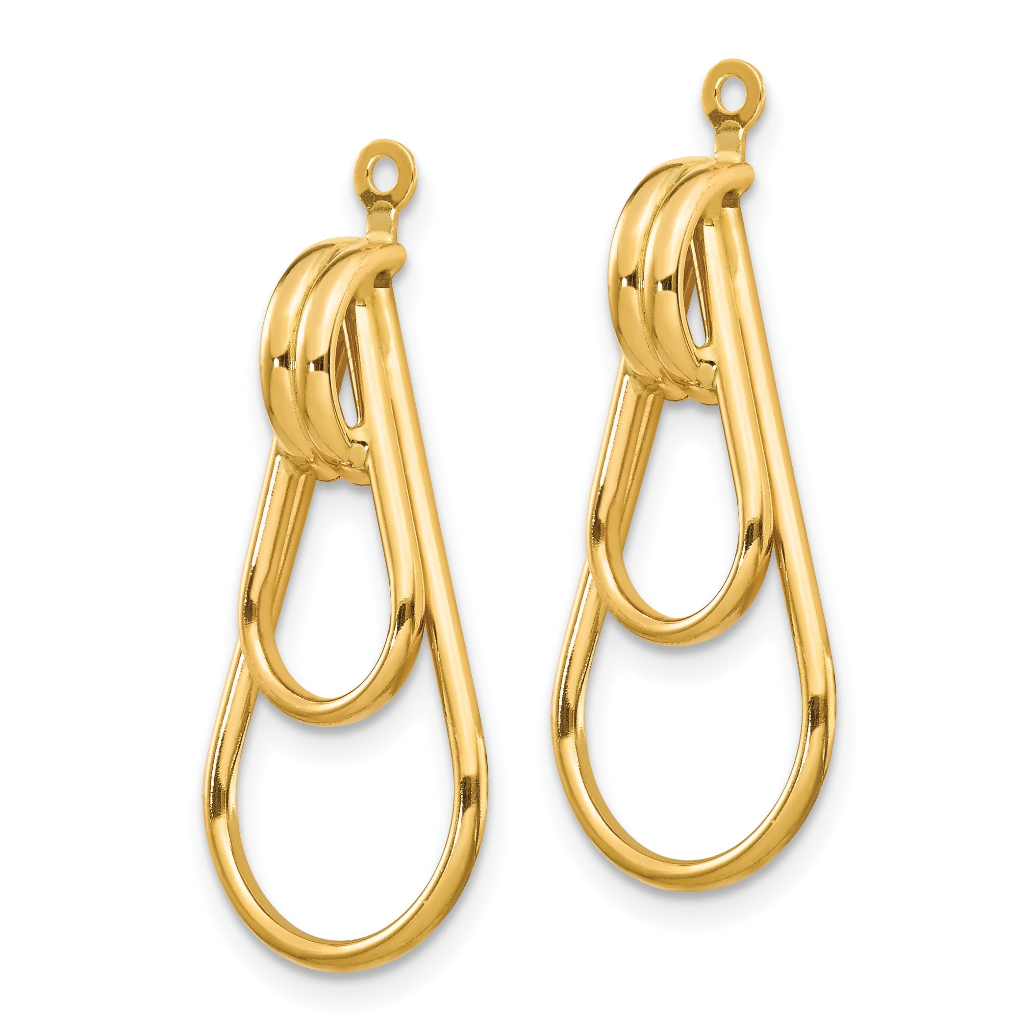14K Yellow Gold Polished Double Teardrop Earring Jackets