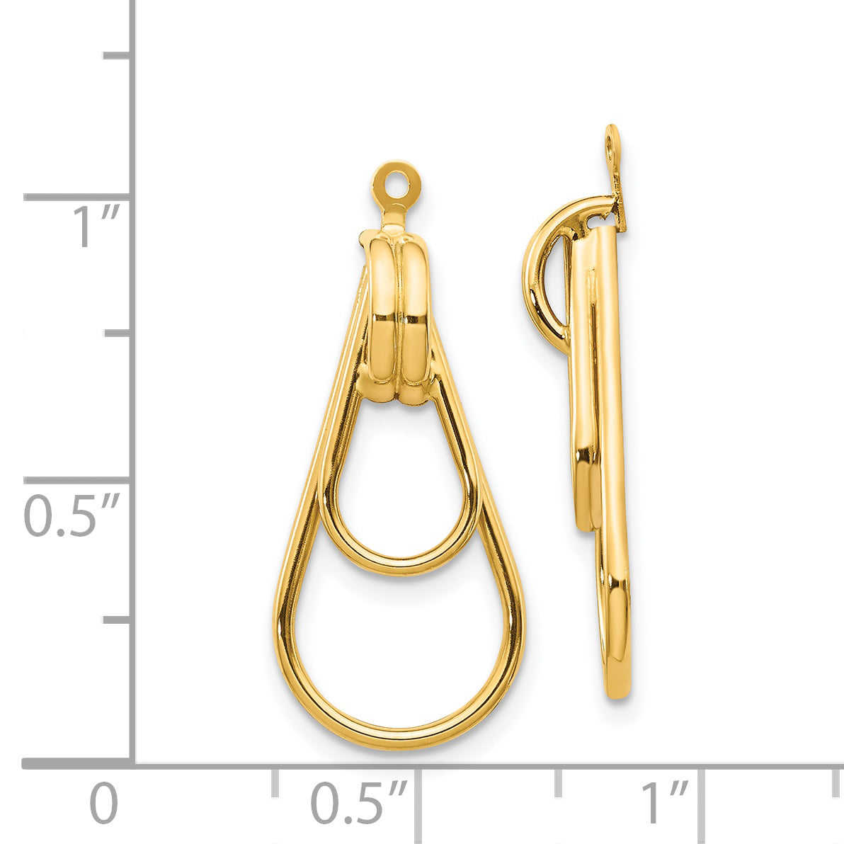 14K Yellow Gold Polished Double Teardrop Earring Jackets