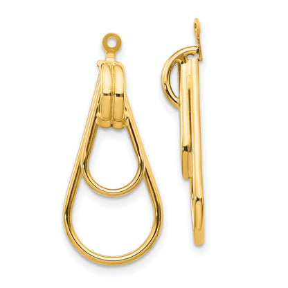 14K Yellow Gold Polished Double Teardrop Earring Jackets