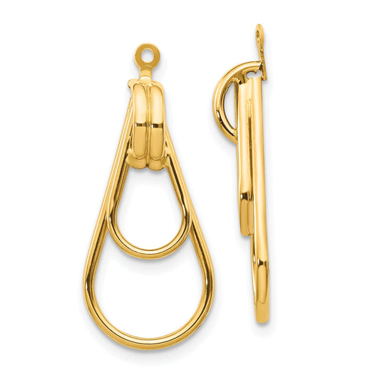 14K Yellow Gold Polished Double Teardrop Earring Jackets