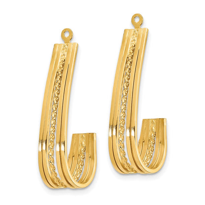 14K Yellow Gold Polished J-Hoop Earring Jackets