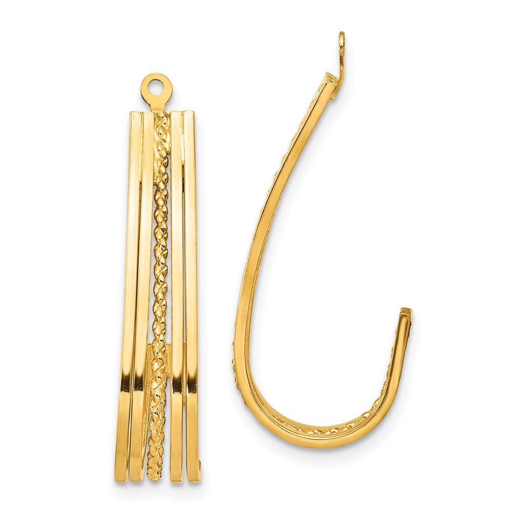 14K Yellow Gold Polished J-Hoop Earring Jackets