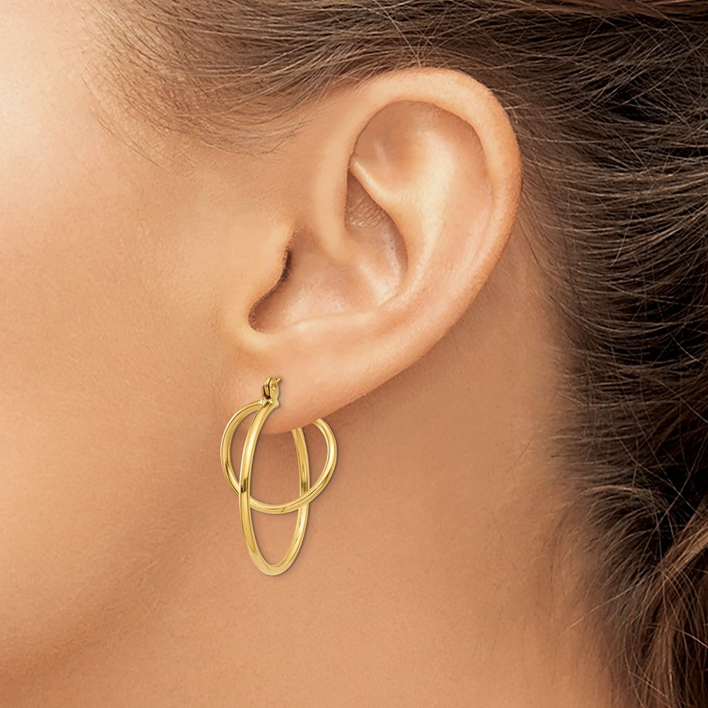 14K Yellow Gold Fashion Circle Hoop Earrings