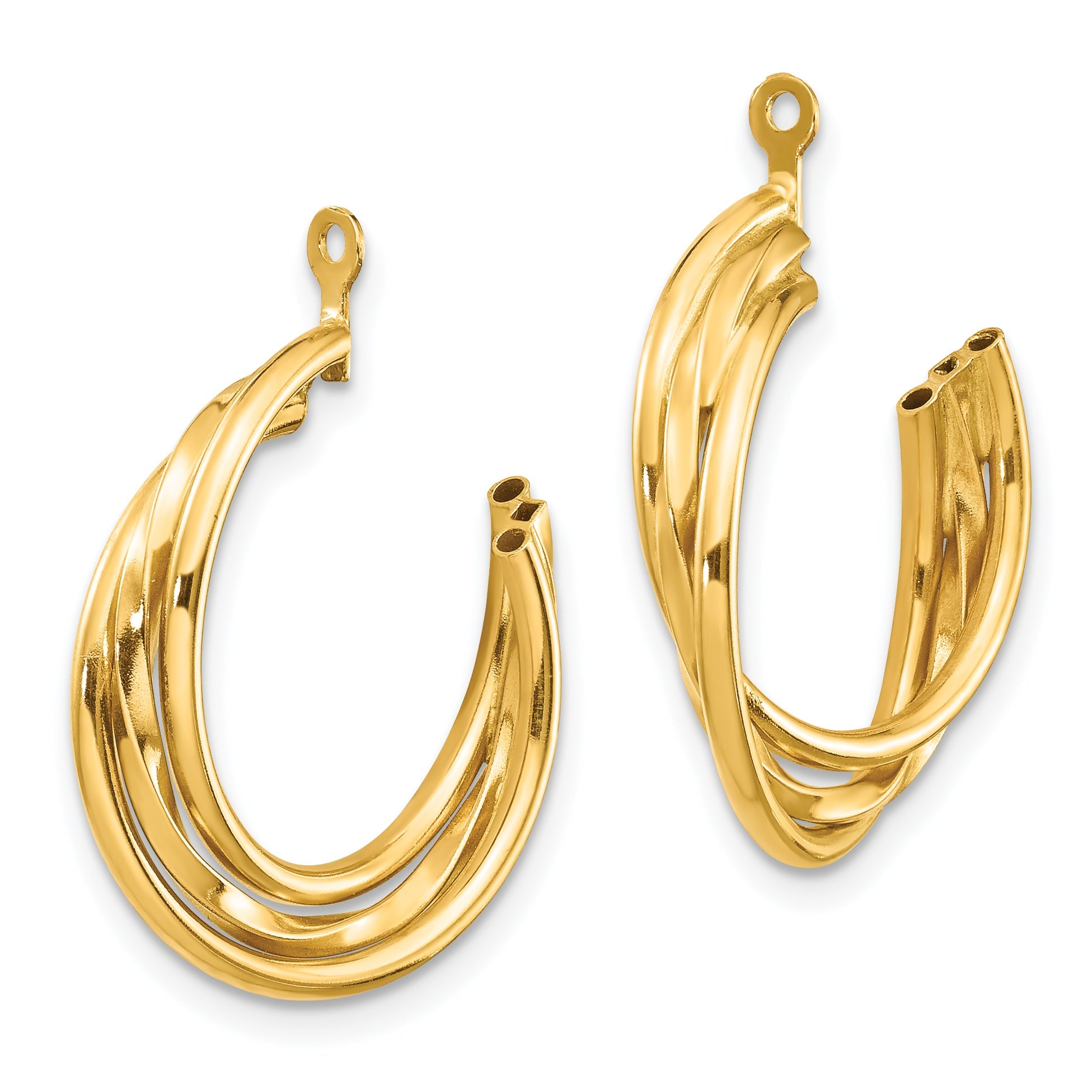 14K Yellow Gold Polished Hoop Earring Jackets