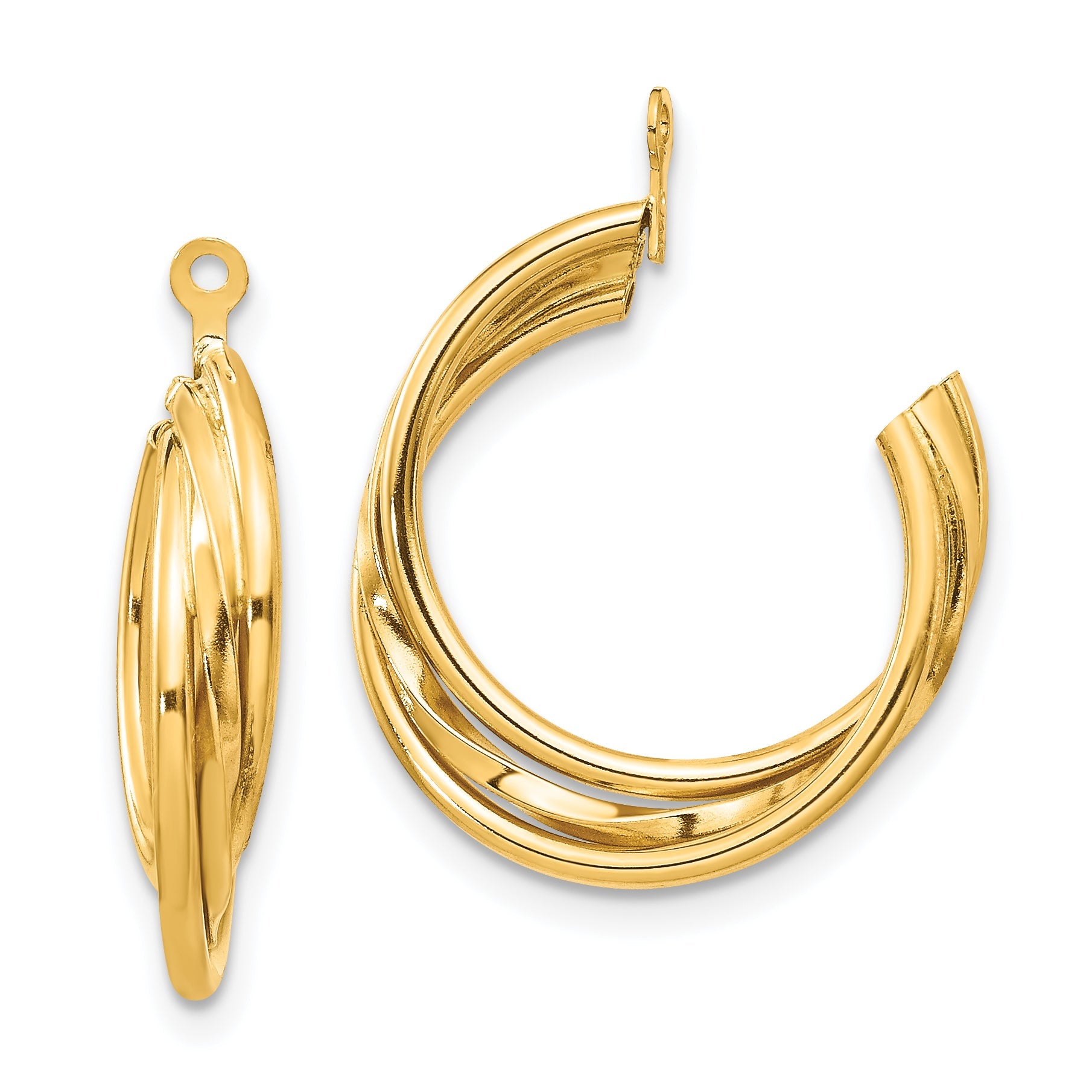 14K Yellow Gold Polished Hoop Earring Jackets