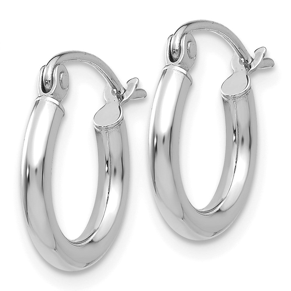14K White Gold Polished 2X12mm Lightweight Tube Hoop Earrings