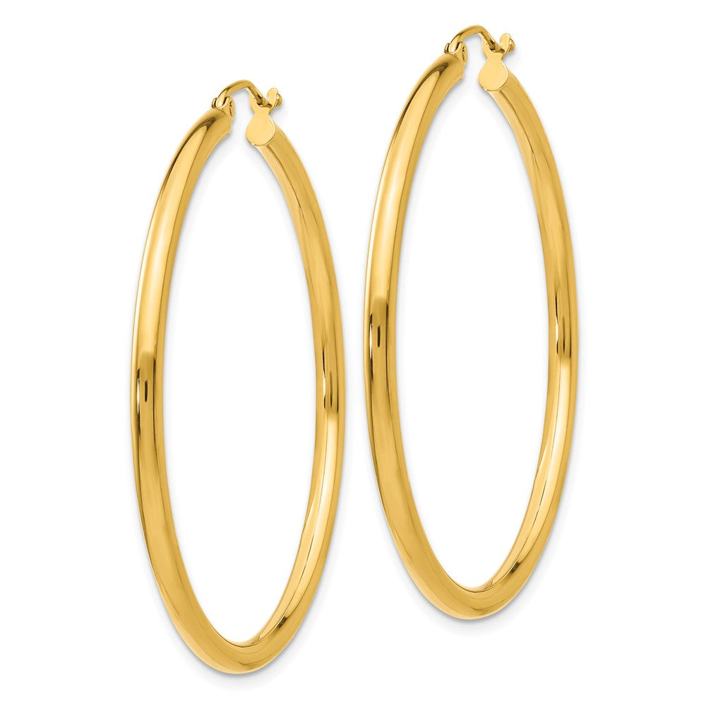 14K Yellow Gold Polished 2.5mm Tube Hoop Earrings