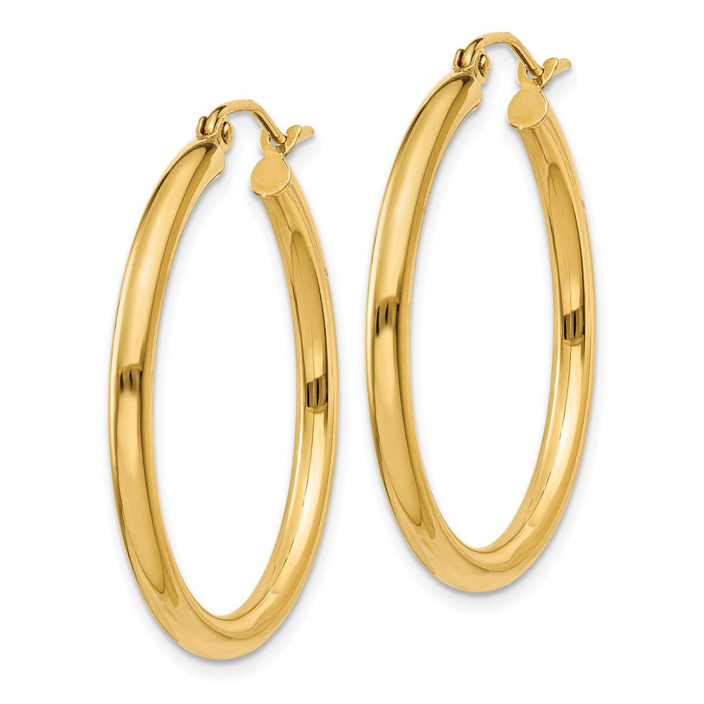 14K Yellow Gold Polished 2.5mm Tube Hoop Earrings