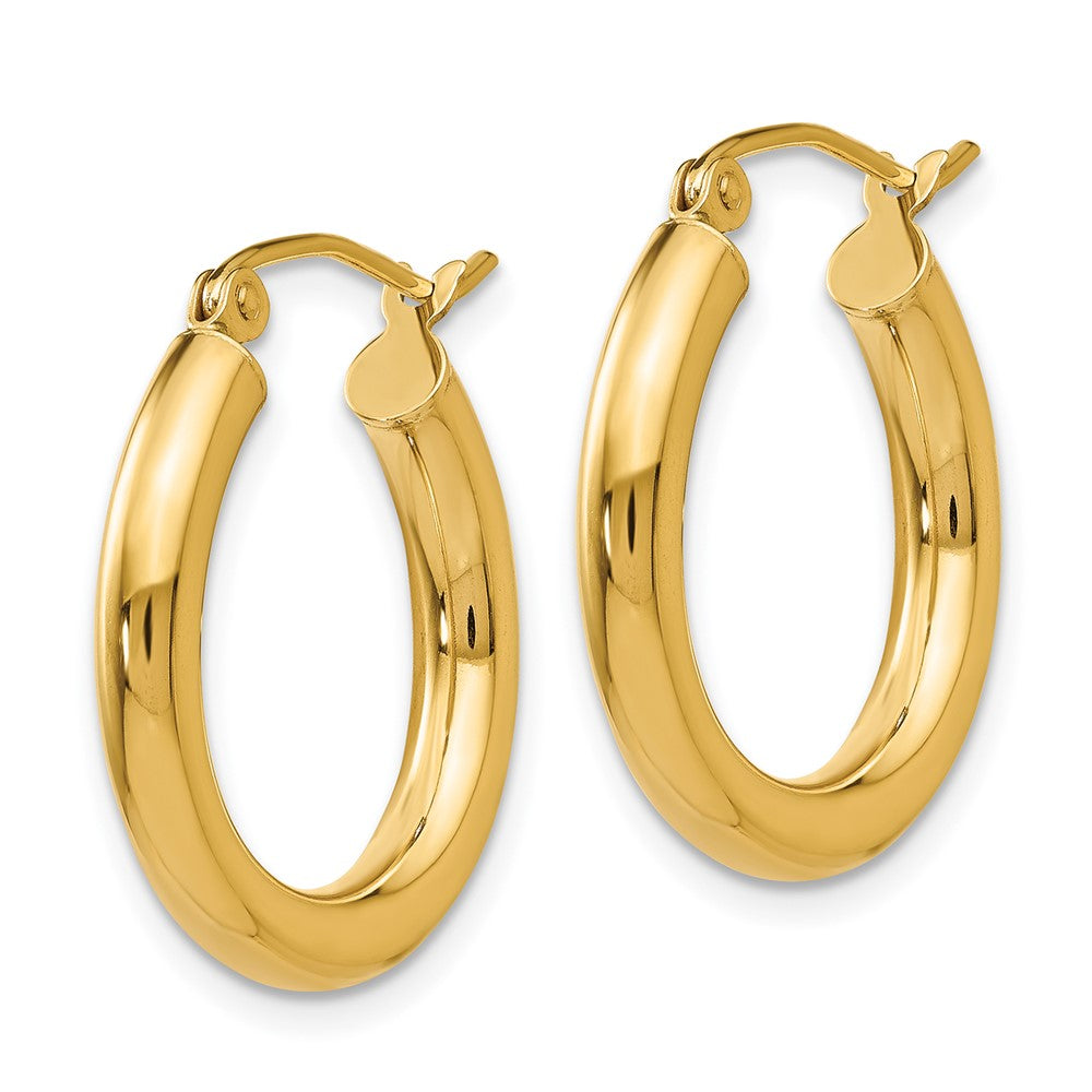 14K Yellow Gold Polished 3mm Tube Hoop Earrings