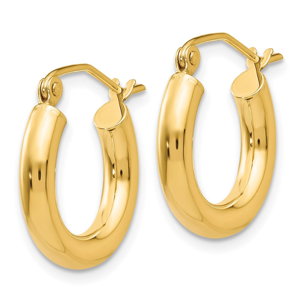 14K Yellow Gold Polished 3mm Tube Hoop Earrings
