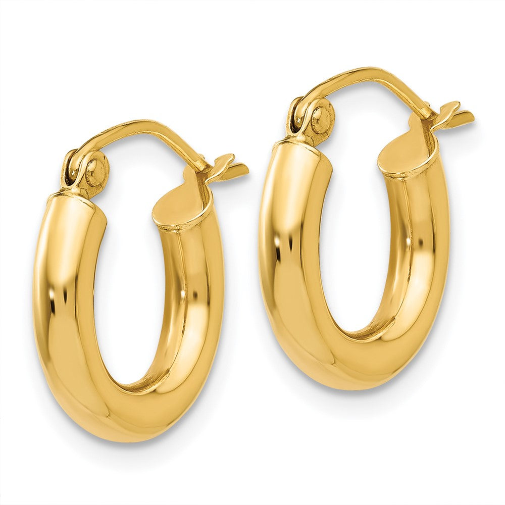 14K Yellow Gold Polished 3mm Tube Hoop Earrings