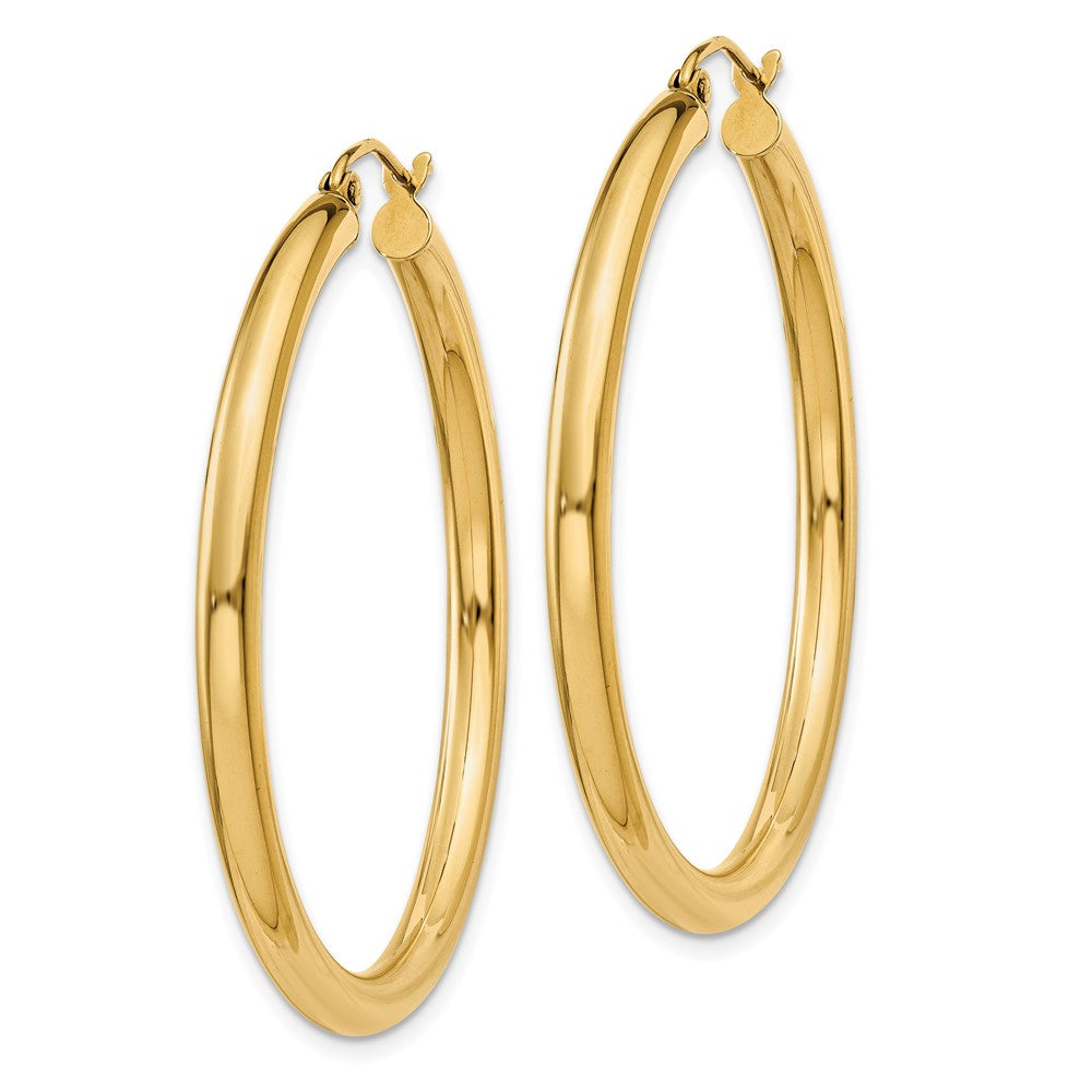 14K Yellow Gold Polished 3mm Tube Hoop Earrings