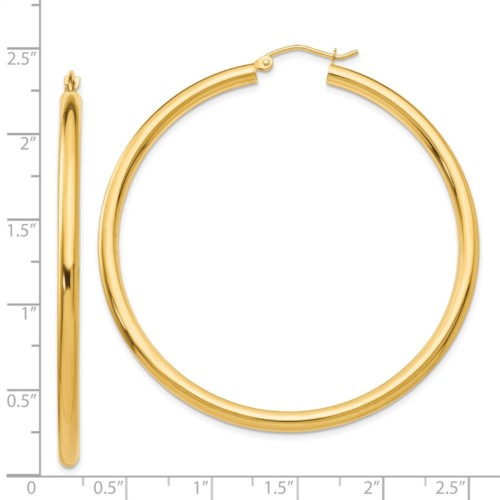14K Yellow Gold Polished 3mm Tube Hoop Earrings