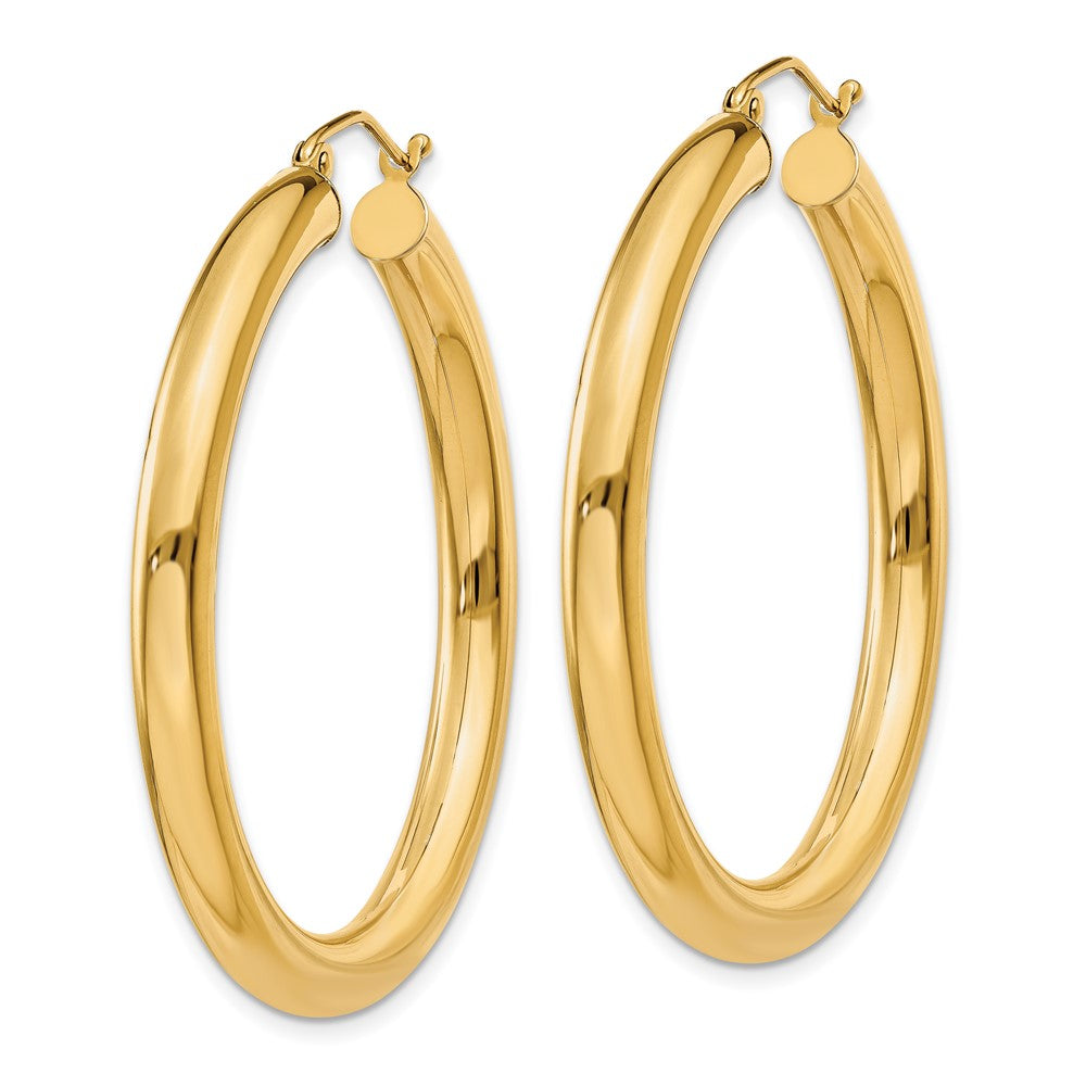 14K Yellow Gold Polished 4mm Tube Hoop Earrings