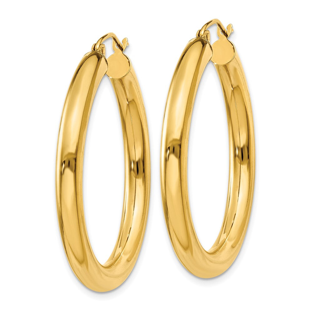 14K Yellow Gold Polished 4mm Tube Hoop Earrings