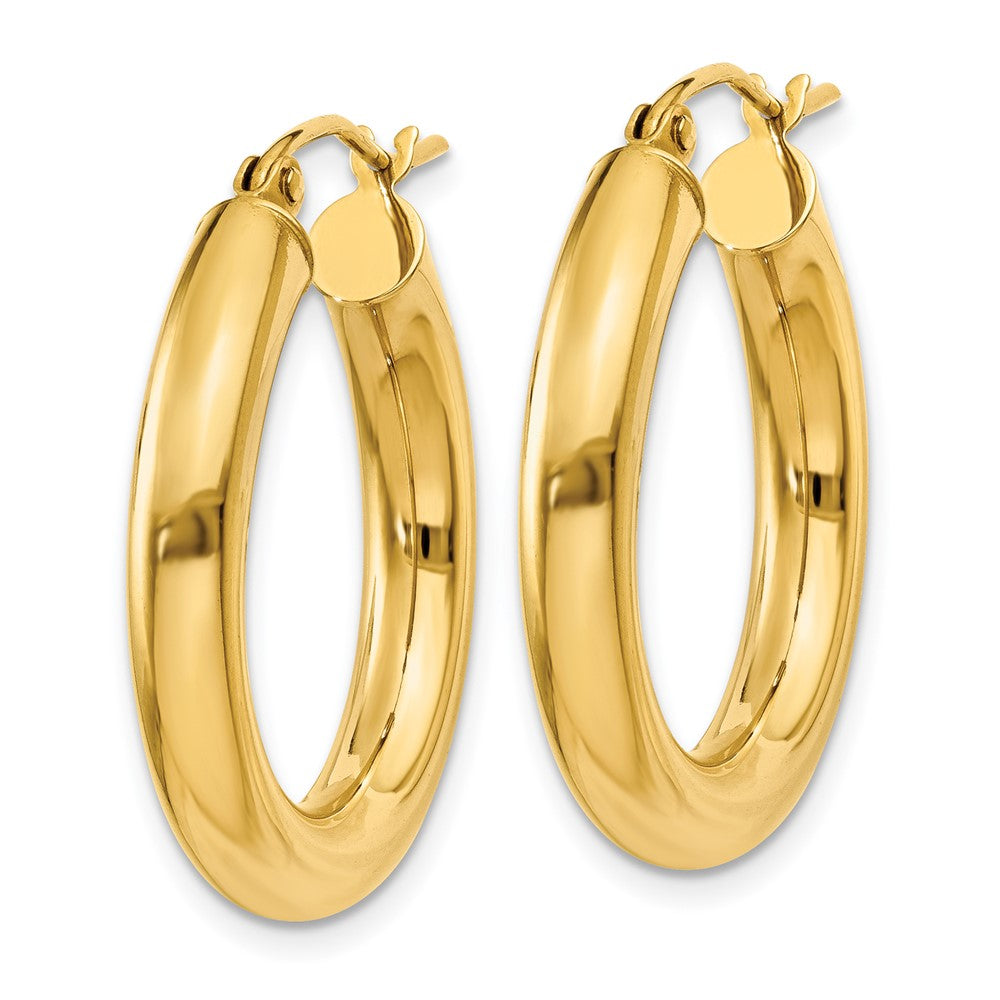 14K Yellow Gold Polished 4mm Lightweight Tube Hoop Earrings
