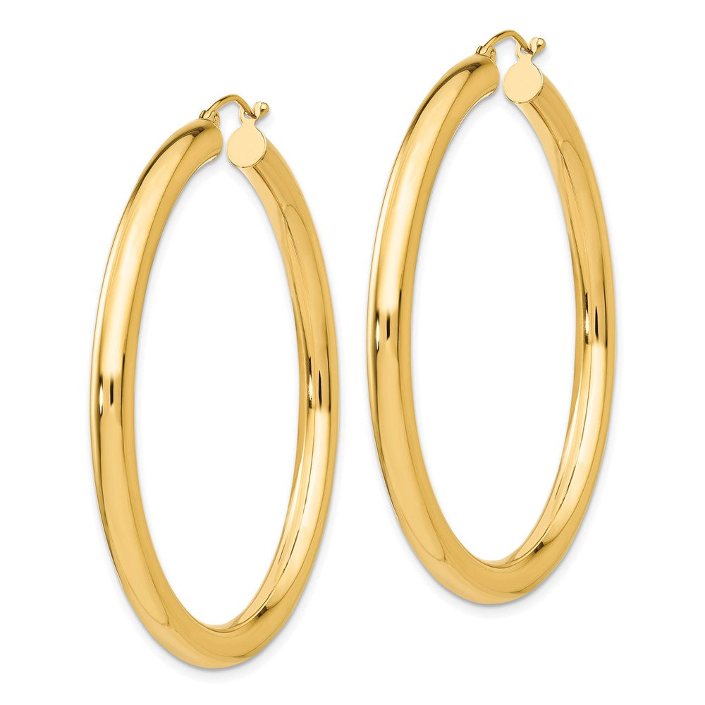 14K Yellow Gold Polished 4mm Lightweight Tube Hoop Earrings