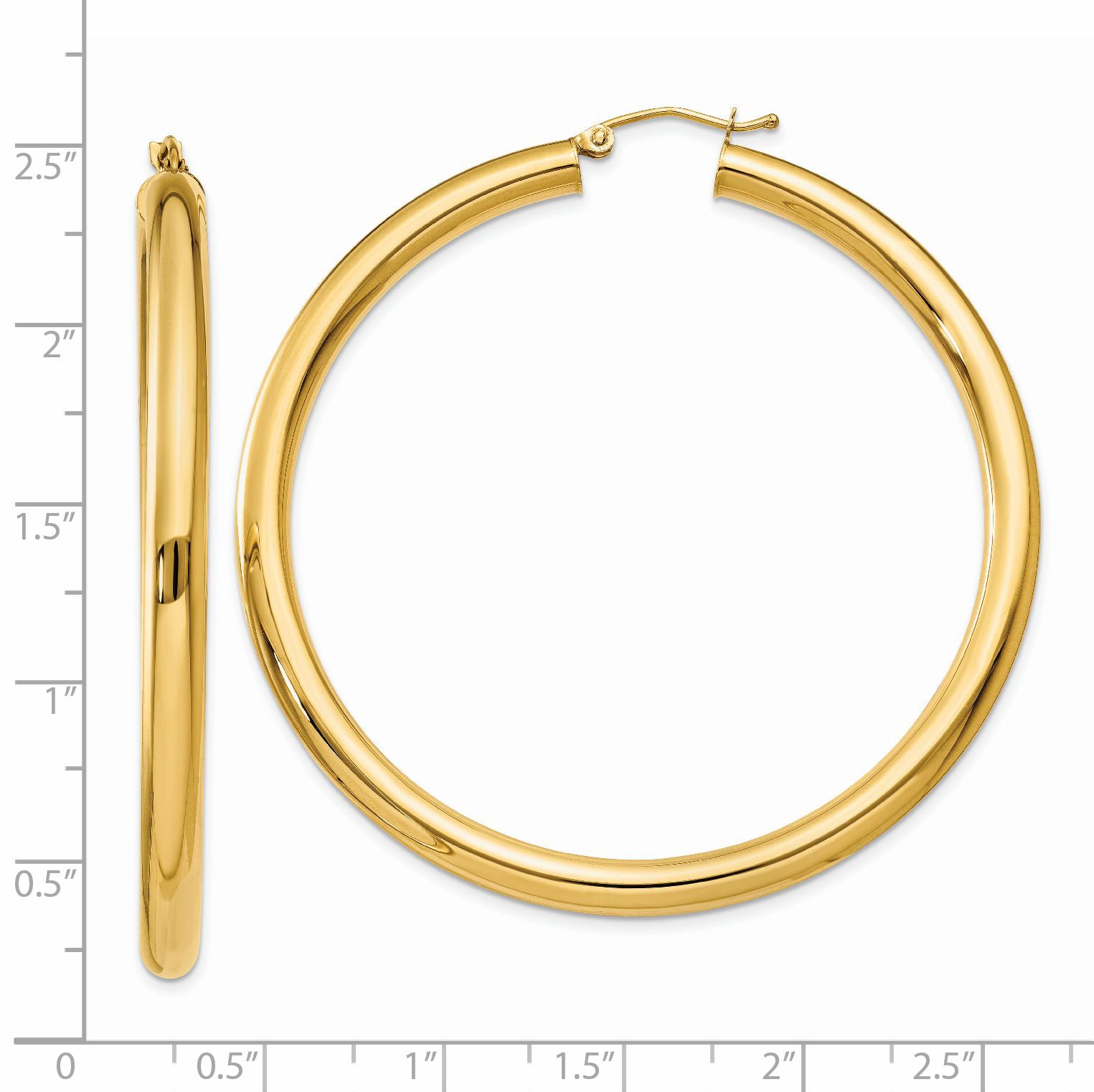 14K Yellow Gold Polished 4mm Tube Hoop Earrings