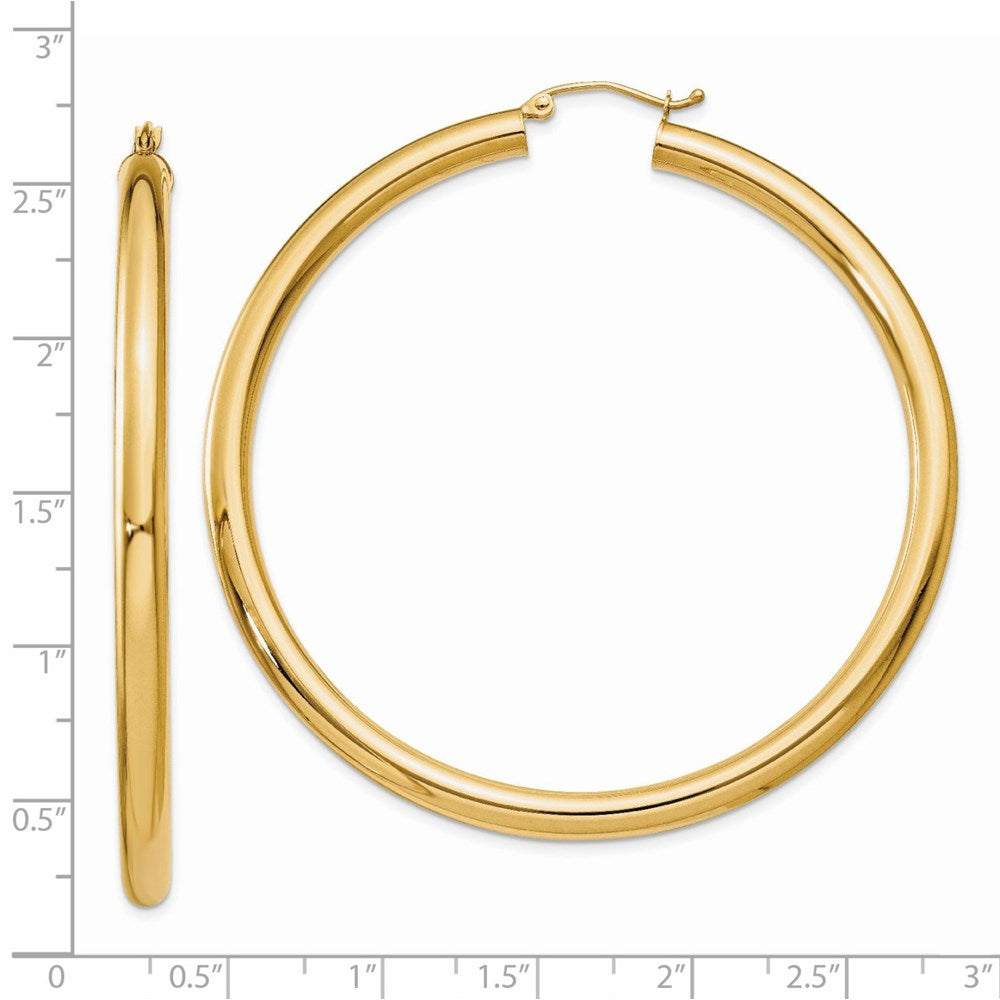 14K Yellow Gold Polished 4mm Lightweight Tube Hoop Earrings