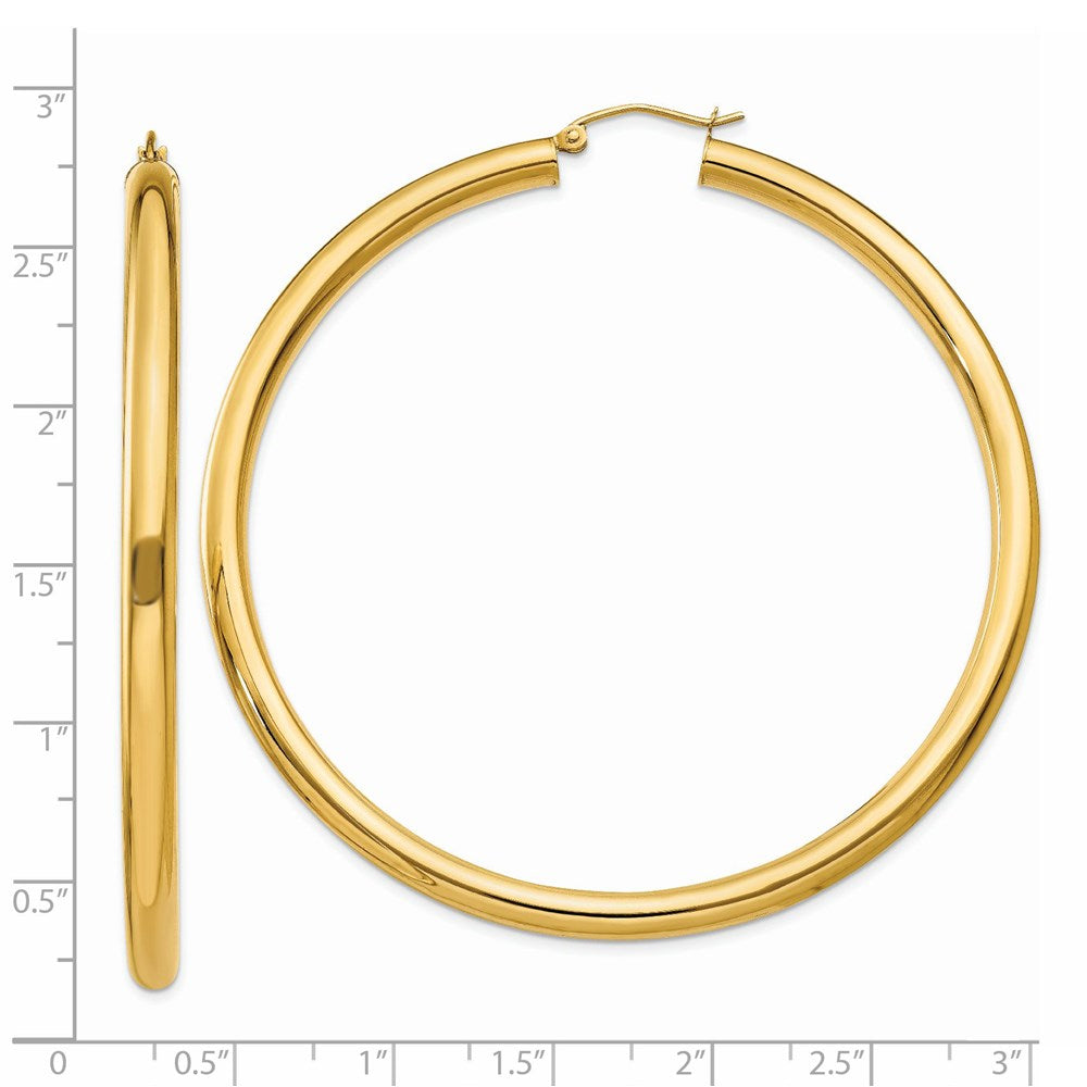 14K Yellow Gold Polished 4mm Lightweight Tube Hoop Earrings