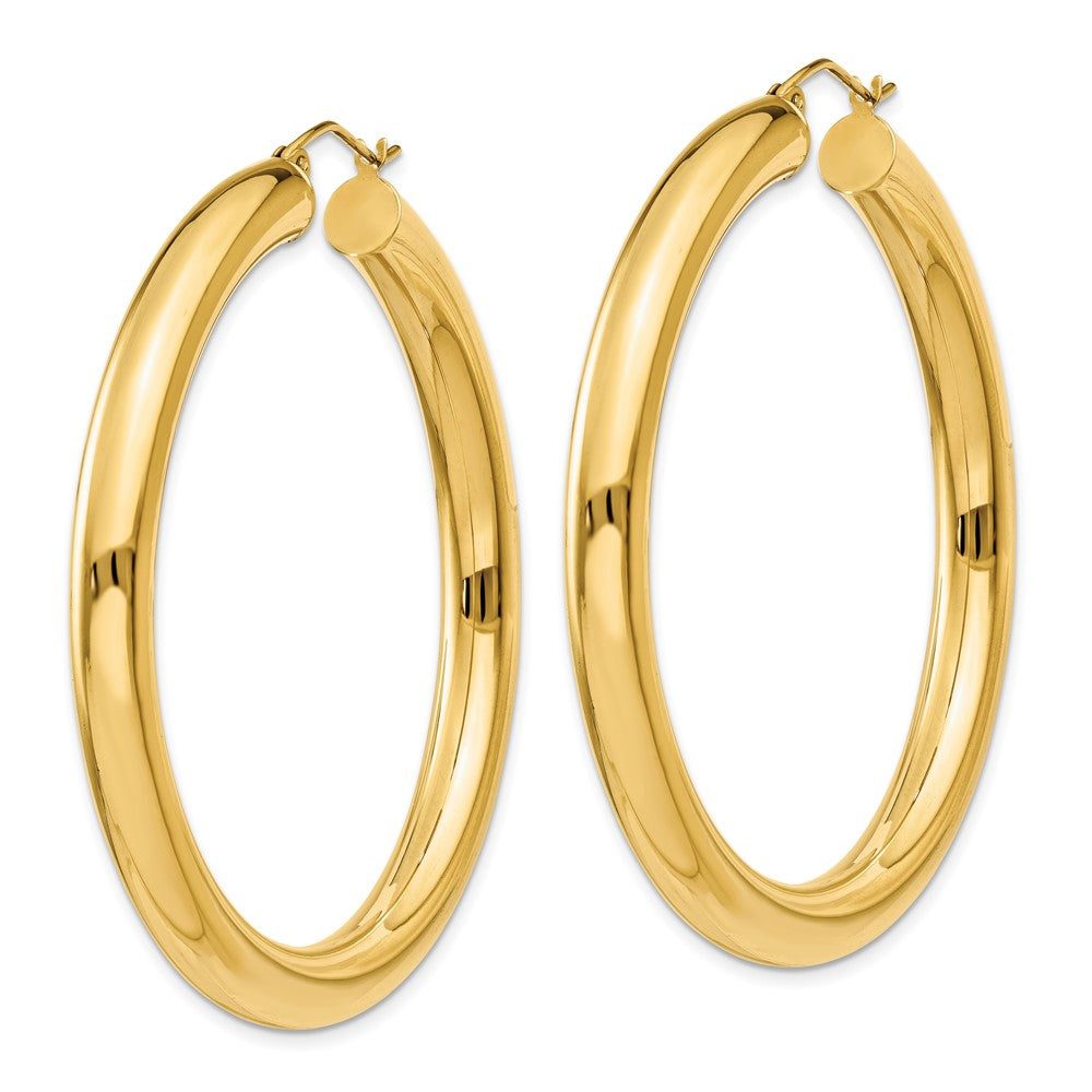 14K Yellow Gold Polished 5mm Tube Hoop Earrings
