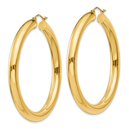 14K Yellow Gold Polished 5mm Lightweight Hoop Earrings