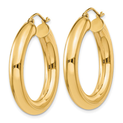 14K Yellow Gold Polished 5mm Tube Hoop Earrings