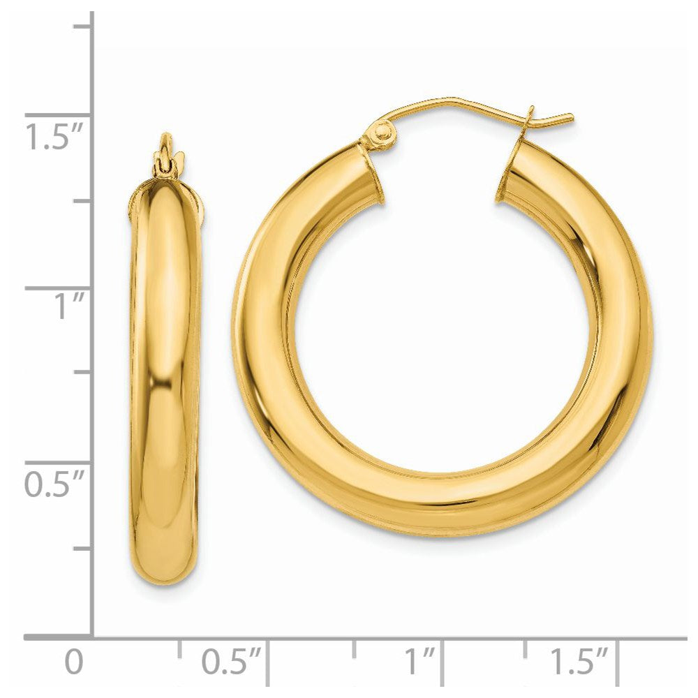 14K Yellow Gold Polished 5mm Tube Hoop Earrings