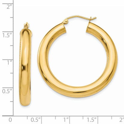 14K Yellow Gold Polished 5mm Tube Hoop Earrings