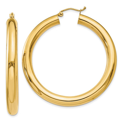 14K Yellow Gold Polished 5mm Tube Hoop Earrings