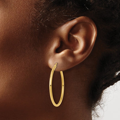 10K Yellow Gold Polished Hinged Hoop Earrings