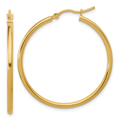 10K Yellow Gold Polished Hinged Hoop Earrings