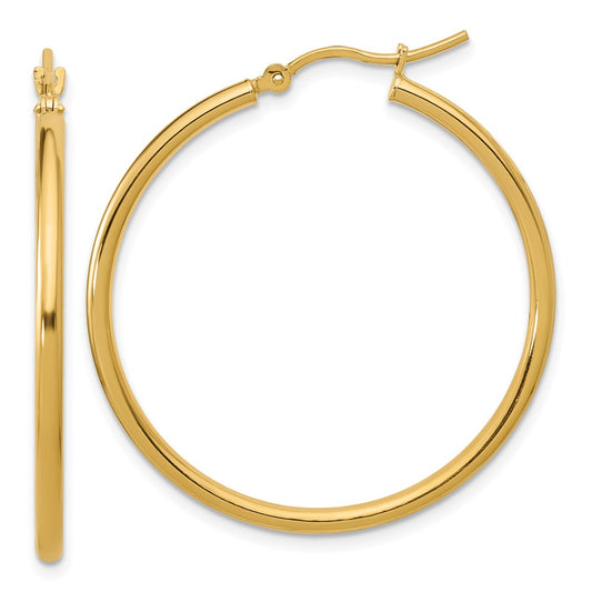 10K Yellow Gold Polished Hinged Hoop Earrings