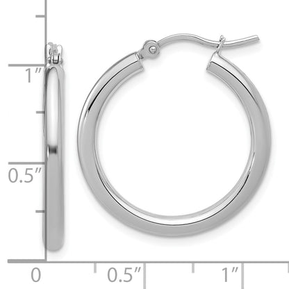 10K White Gold Polished Hinged Hoop Earrings