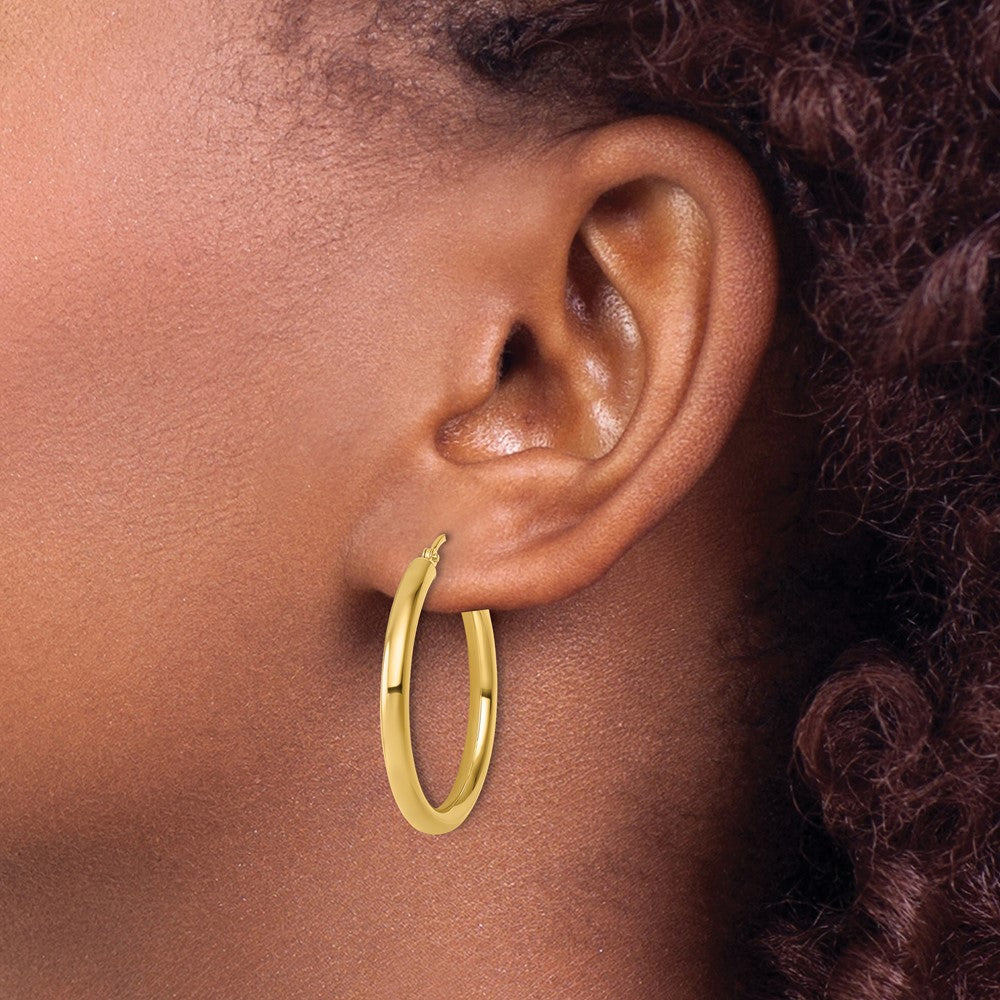10K Yellow Gold Polished Hinged Hoop Earrings
