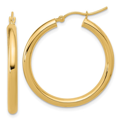 10K Yellow Gold Polished Hinged Hoop Earrings
