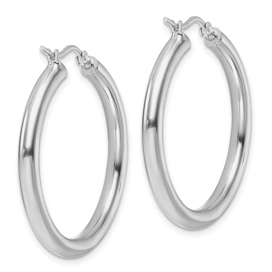 10K White Gold Polished Hinged Hoop Earrings