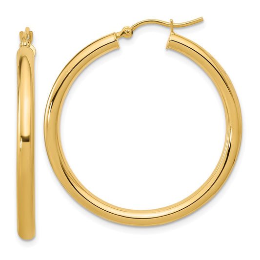 10K Yellow Gold Polished Hinged Hoop Earrings